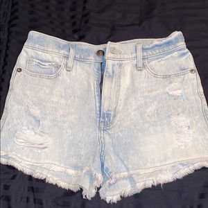 Bleach Wash High Waisted Shorts